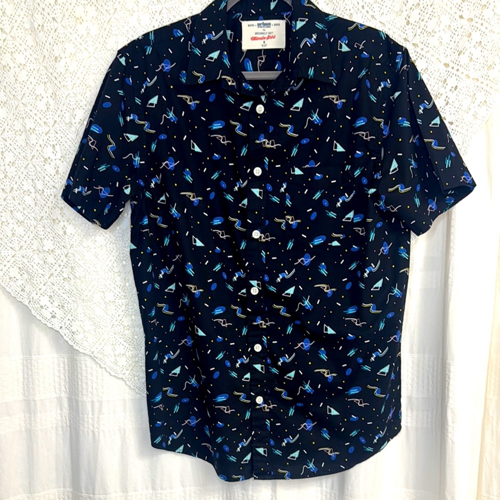 Urban Pipeline Ultimate Black and Blue Casual Button Down Shirt